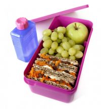 A Slimmer Lunchbox with crispbreads, ham, hardboiled egg and fresh fruit