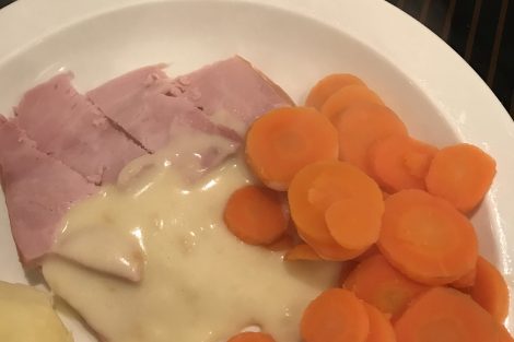 Slow Cooked Gammon Dinner with vegetables